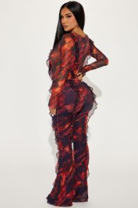 Most Popular Mesh Jumpsuit - Red/combo sold by Fashion Nova