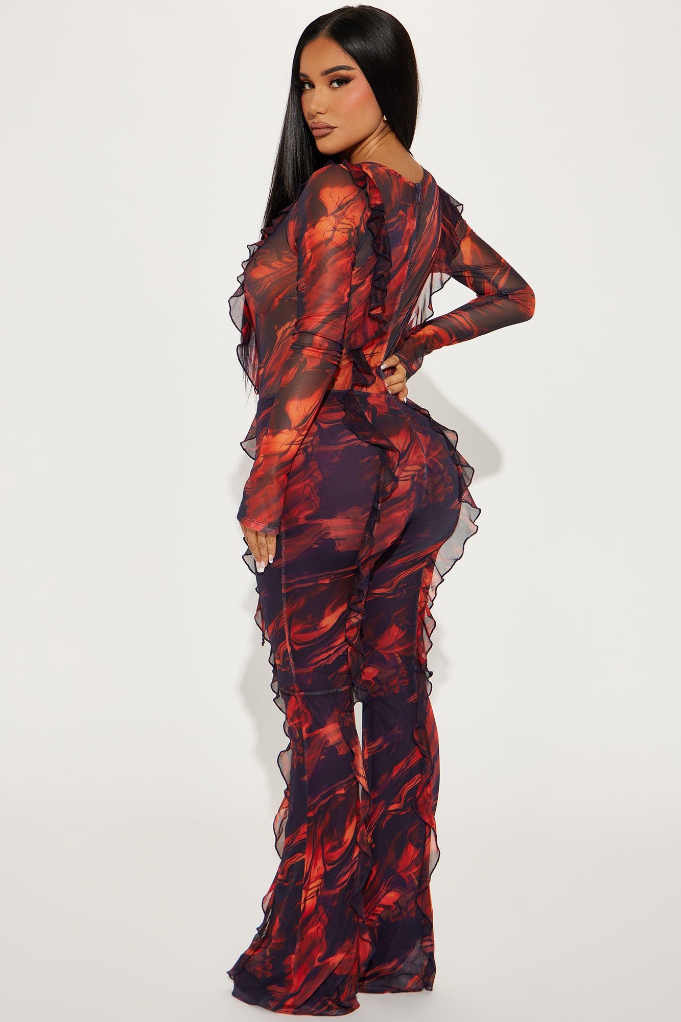 Most Popular Mesh Jumpsuit - Red/combo sold by Fashion Nova product image thumbnail 3