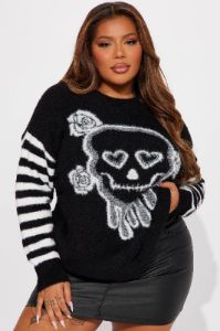 Lovin' Skulls Sweater - Black/combo sold by Fashion Nova