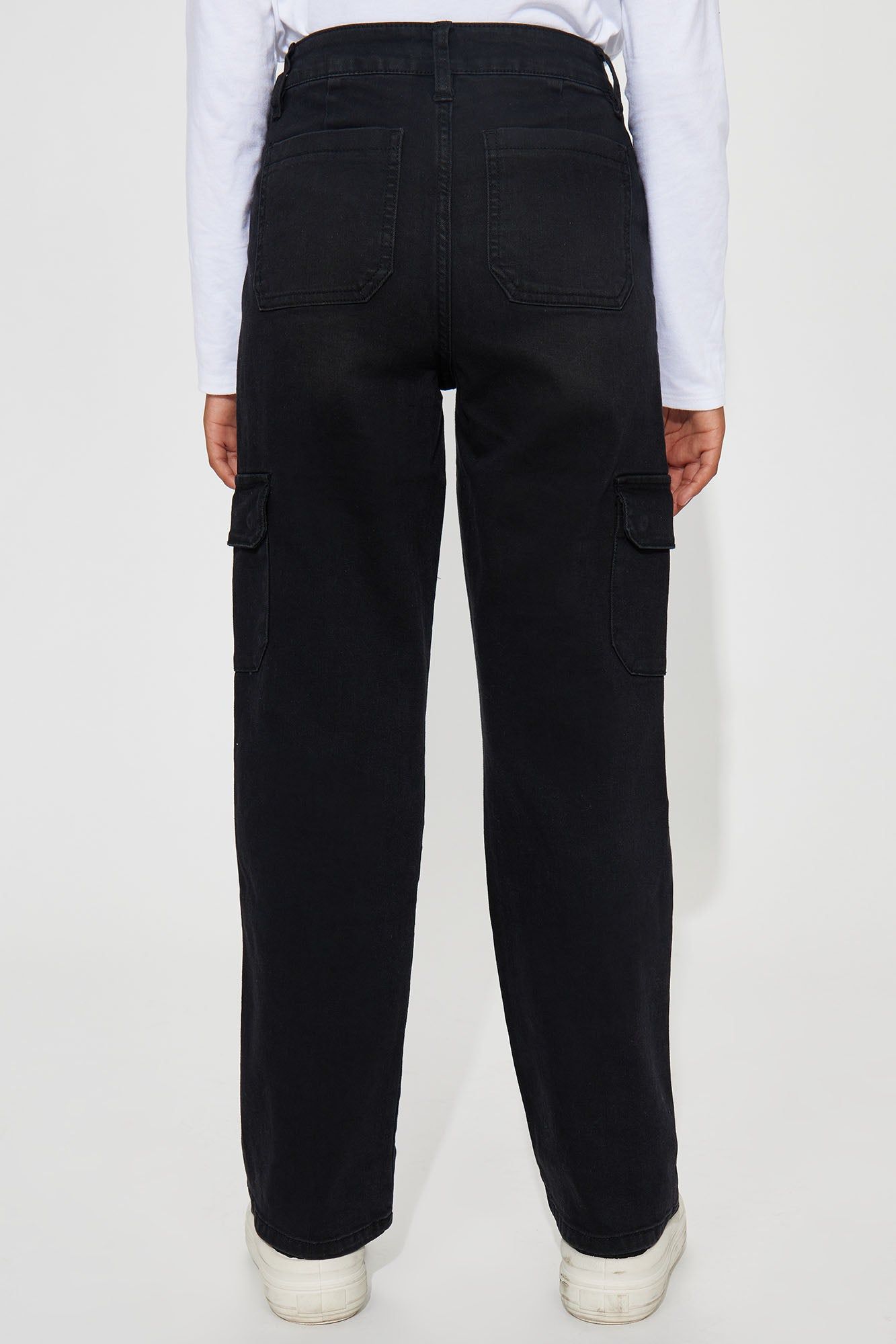 Mini High-Rise Straight Cargo Pocket Jeans - Black sold by Fashion Nova product image thumbnail 3