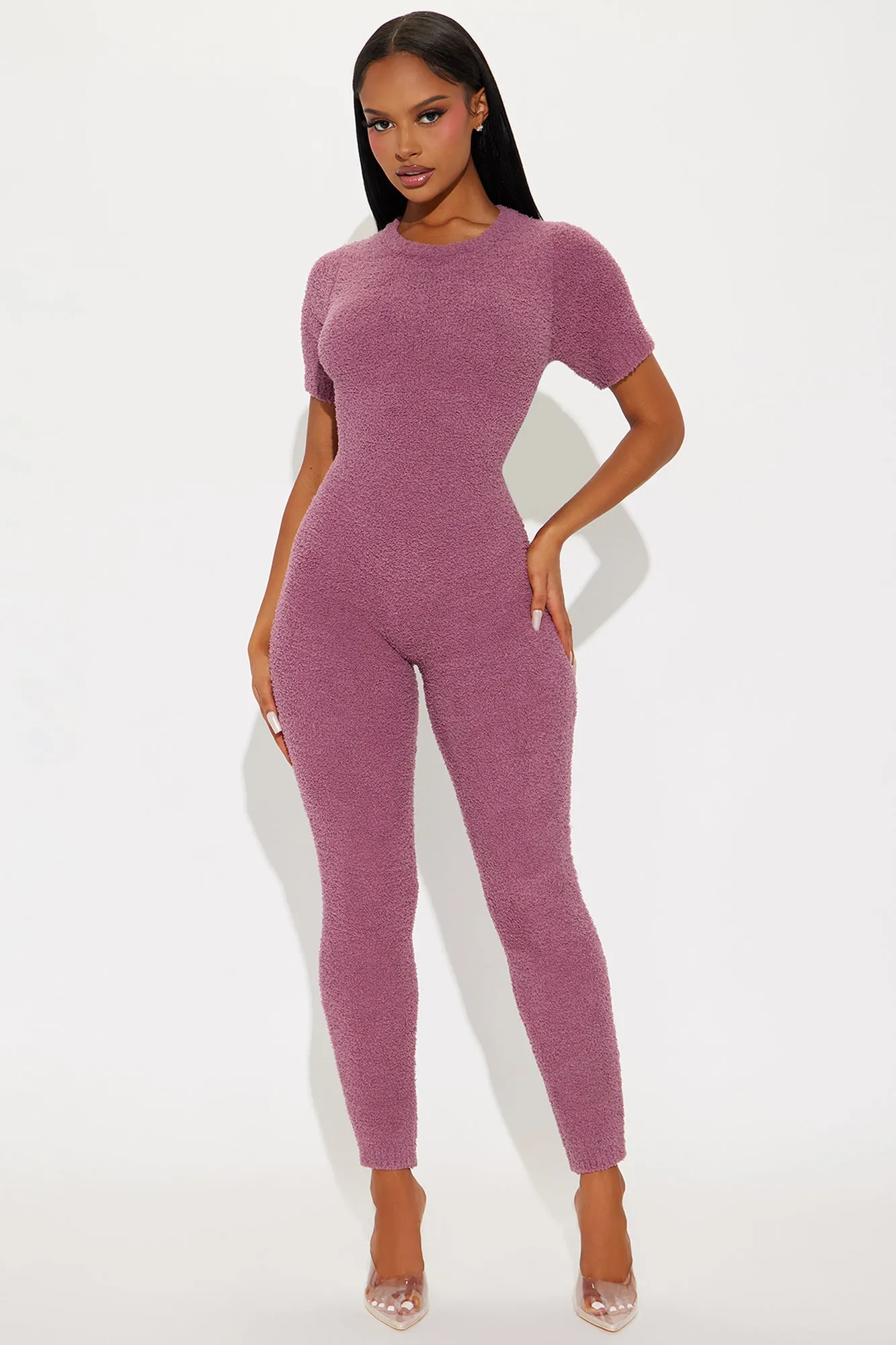 Turn The Lights Down Cozy Jumpsuit - Plum sold by Fashion Nova