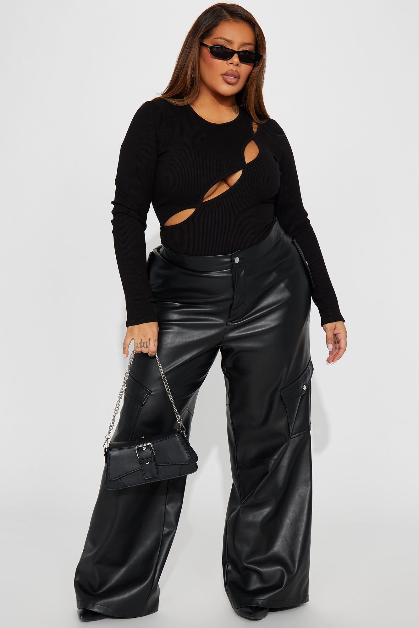 Kim Long Sleeve Cut Out Bodysuit - Black sold by Fashion Nova product image thumbnail 6
