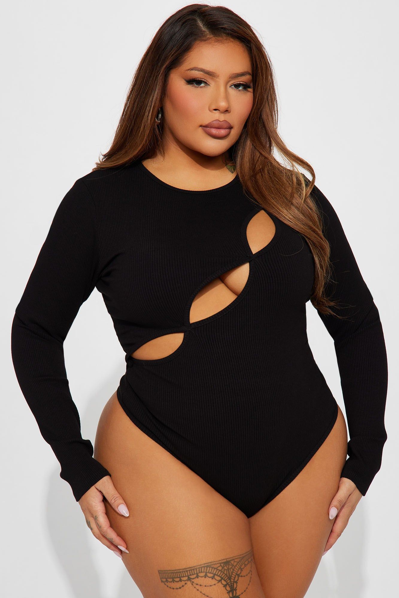 Kim Long Sleeve Cut Out Bodysuit - Black sold by Fashion Nova product image thumbnail 5