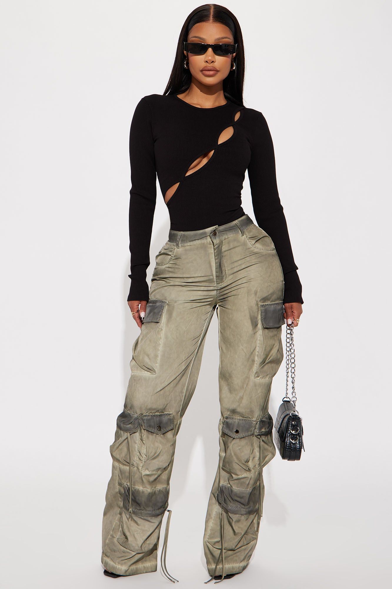 Kim Long Sleeve Cut Out Bodysuit - Black sold by Fashion Nova product image thumbnail 2