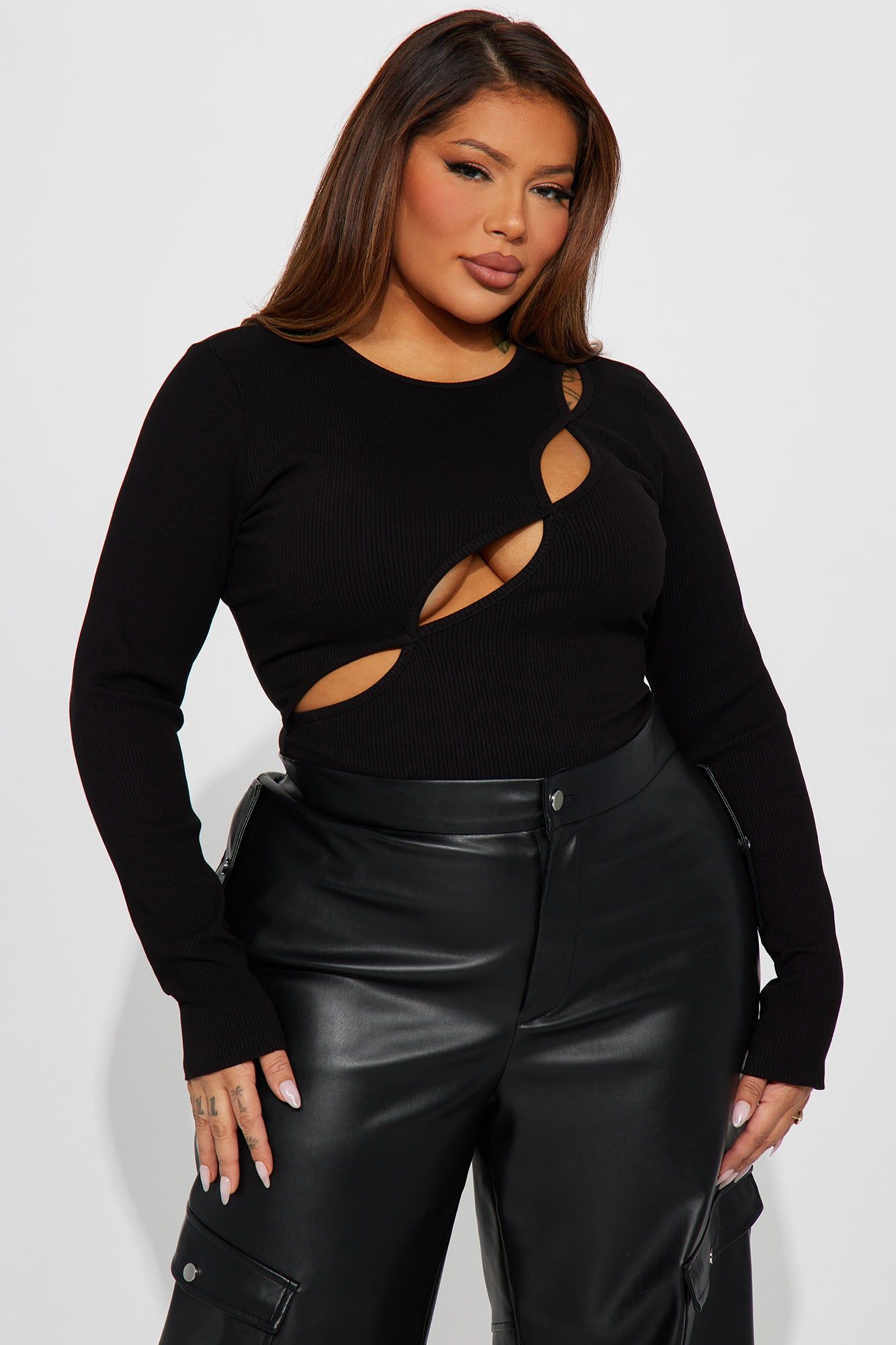 Kim Long Sleeve Cut Out Bodysuit - Black sold by Fashion Nova product image thumbnail 7