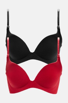 Flirty Feels Push Up 2 Pack Bras - Black/Red sold by Fashion Nova