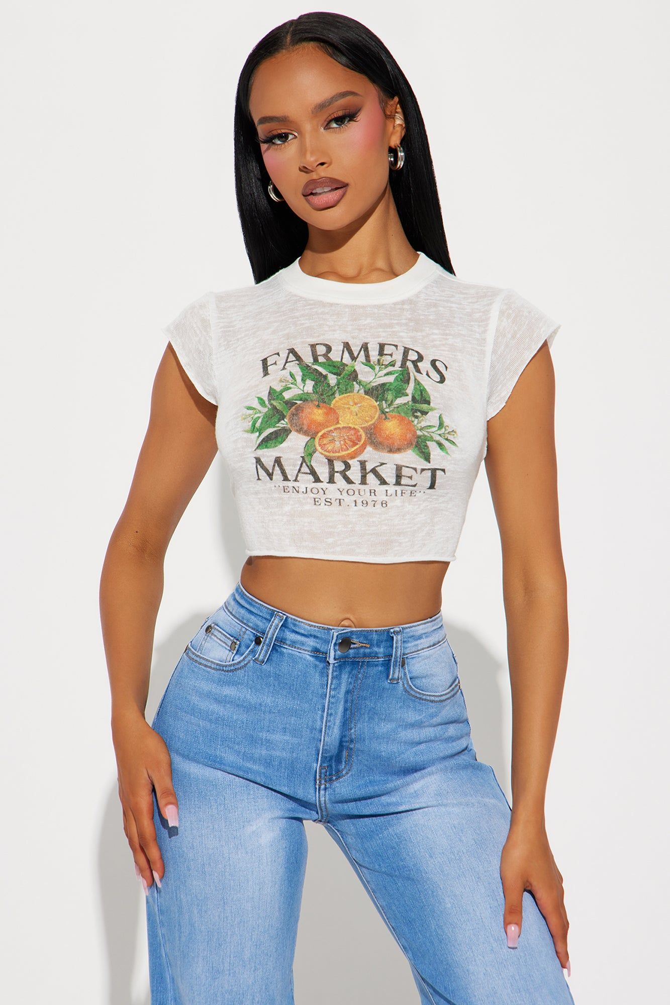 Farmers Market Sundays Tee - White sold by Fashion Nova