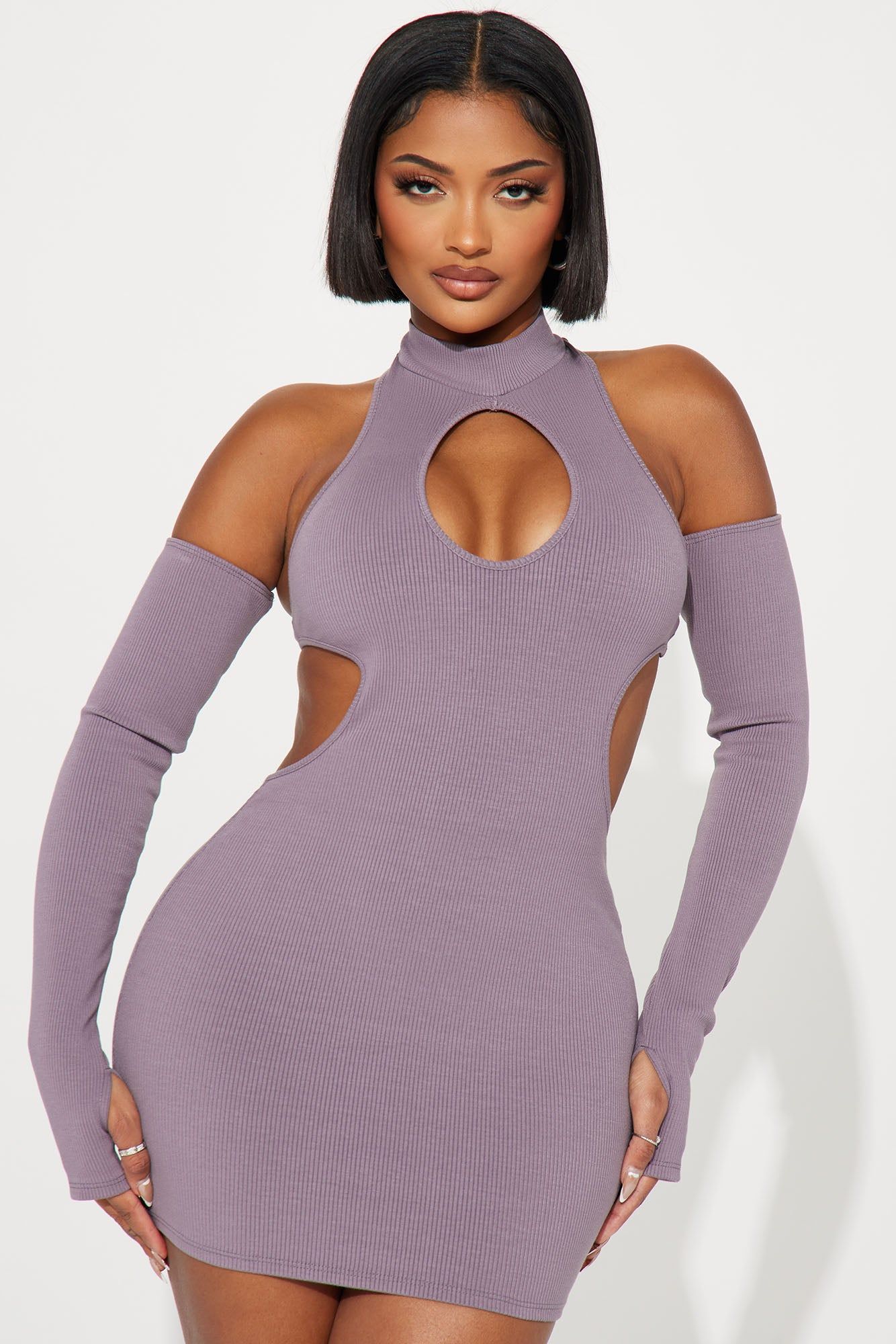 Nia Snatched Mini Dress - Bark Brown sold by Fashion Nova