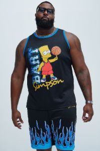 Bart In Flames Tank - Black sold by Fashion Nova