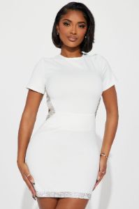 Stella Embellished Mini Dress - White sold by Fashion Nova