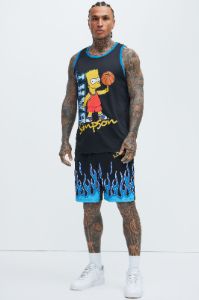 Bart In Flames Tank - Black sold by Fashion Nova