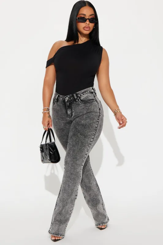 Flex Game Soft Stretch Bootcut Jeans - Acid Wash Black sold by Fashion Nova