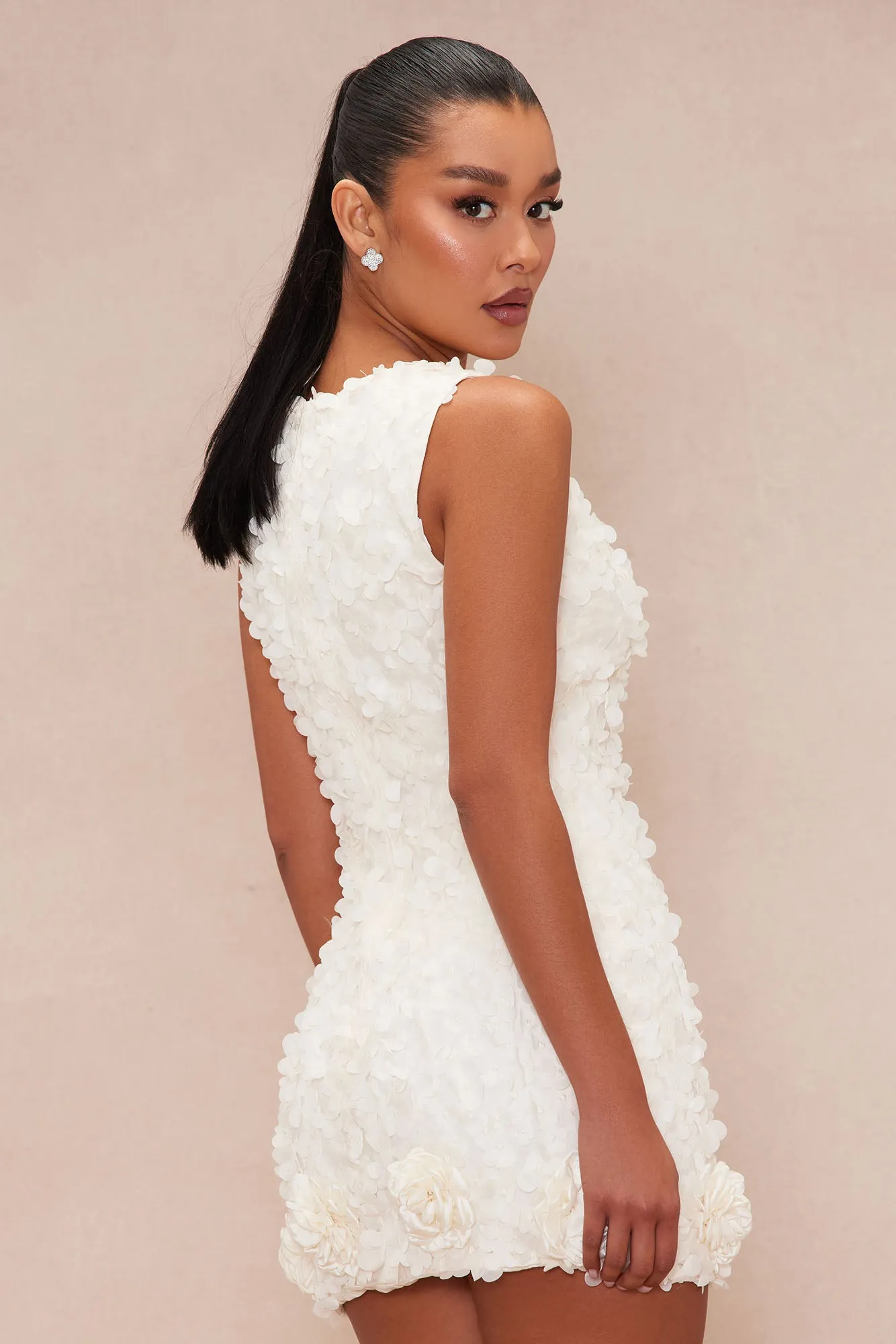 Luisa Floral Applique Mini Dress - Cream sold by Fashion Nova product image thumbnail 4