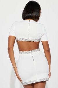 Stella Embellished Mini Dress - White sold by Fashion Nova