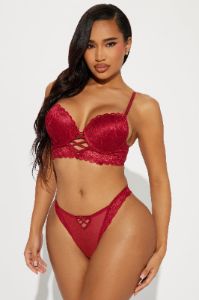 Tied Down Tulle Bow Bra And Panty Set - Black sold by Fashion Nova