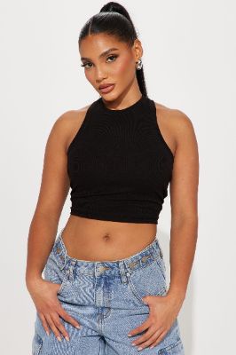 Emma Classic Ribbed Tee - Black sold by Fashion Nova