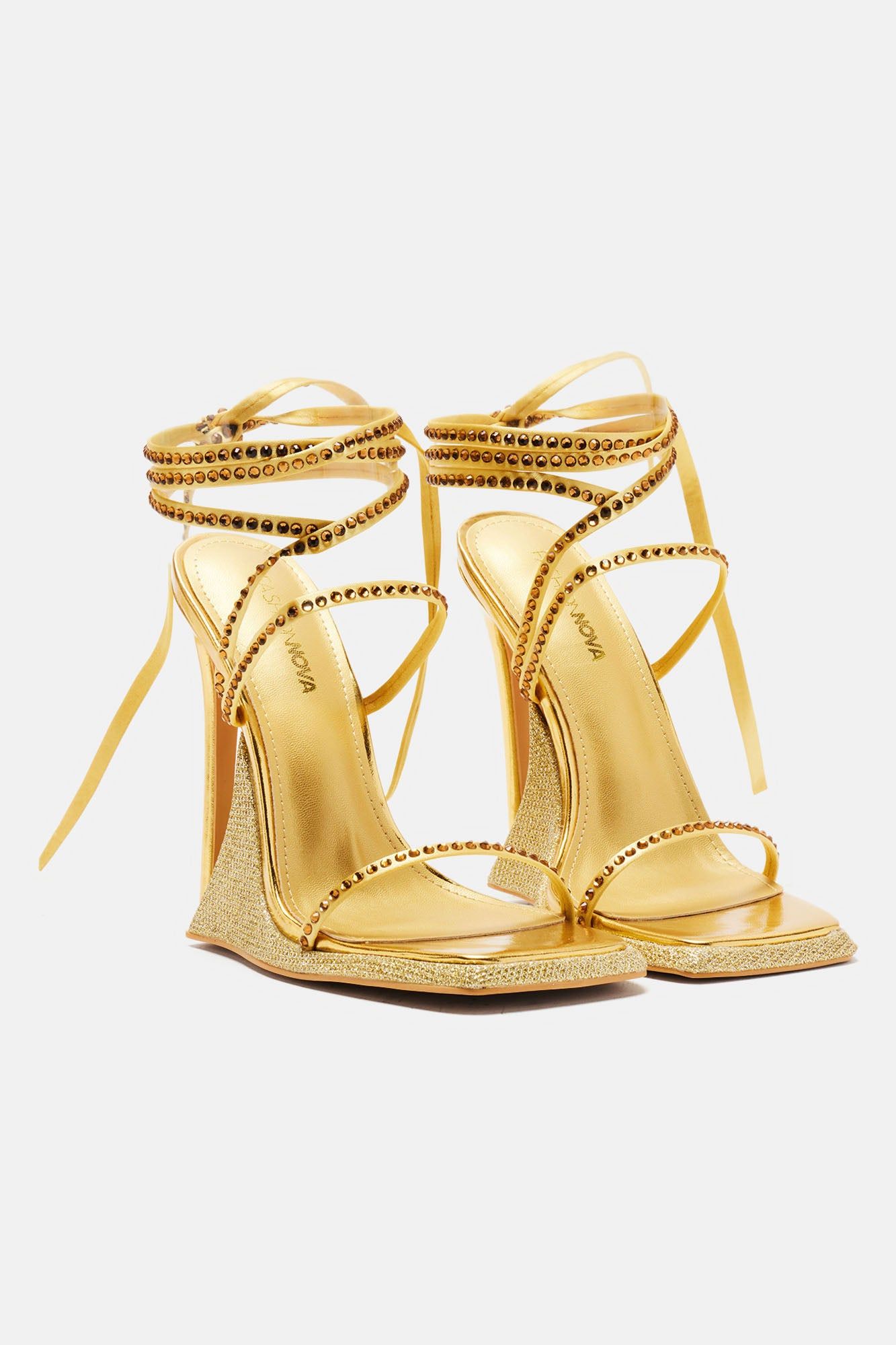 Becoming Richer Wrap Up Heeled Sandals - Gold sold by Fashion Nova product image thumbnail 4