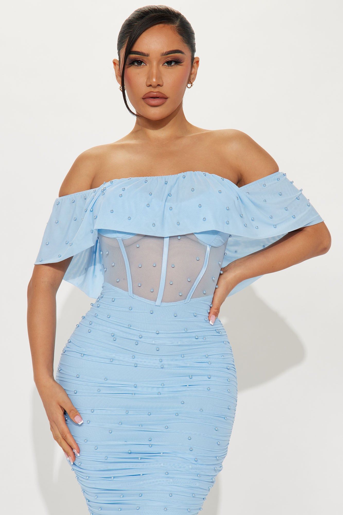 All An Illusion Pearl Maxi Dress - Light Blue sold by Fashion Nova product image thumbnail 2