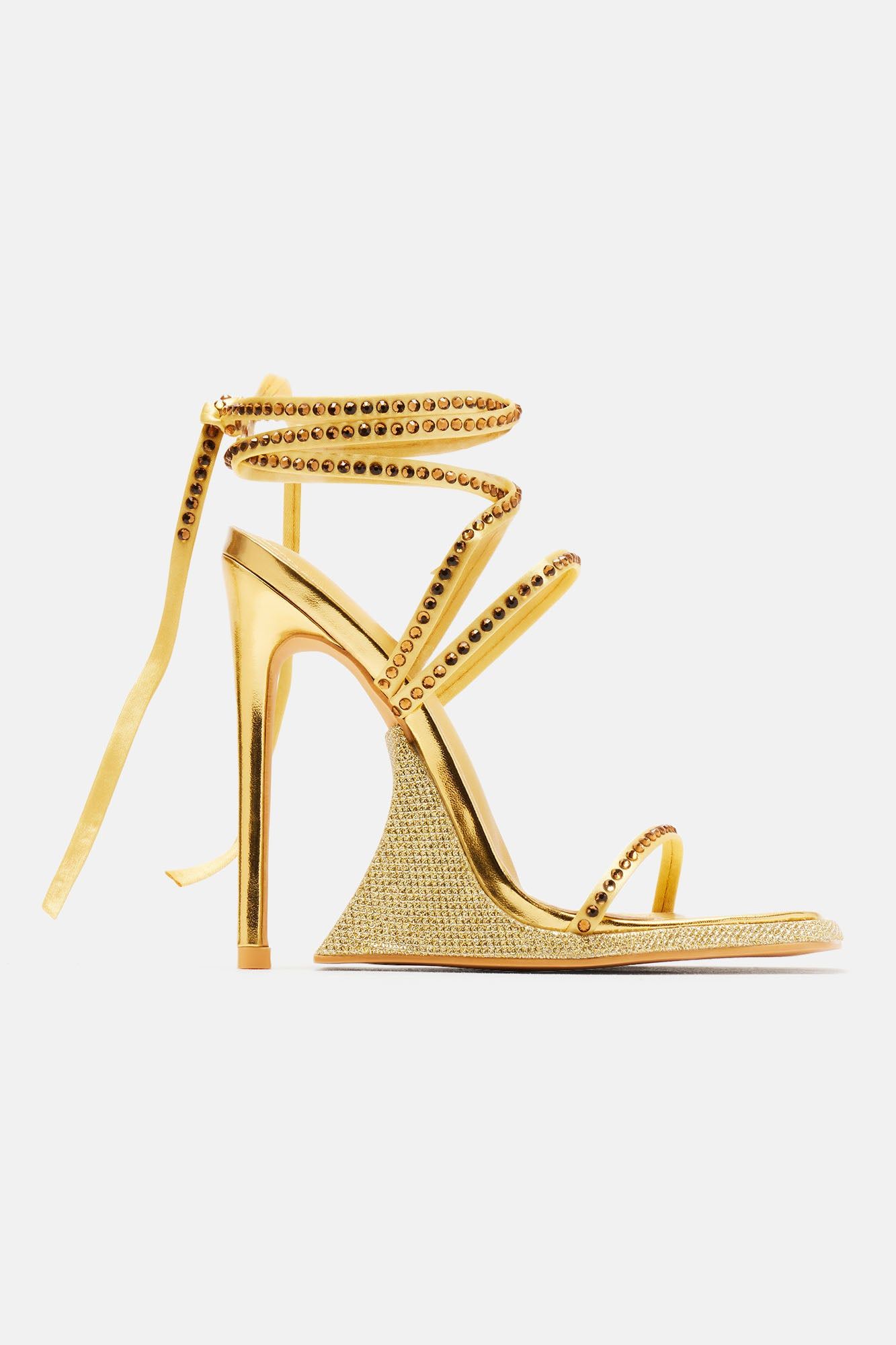 Becoming Richer Wrap Up Heeled Sandals - Gold sold by Fashion Nova product image thumbnail 3