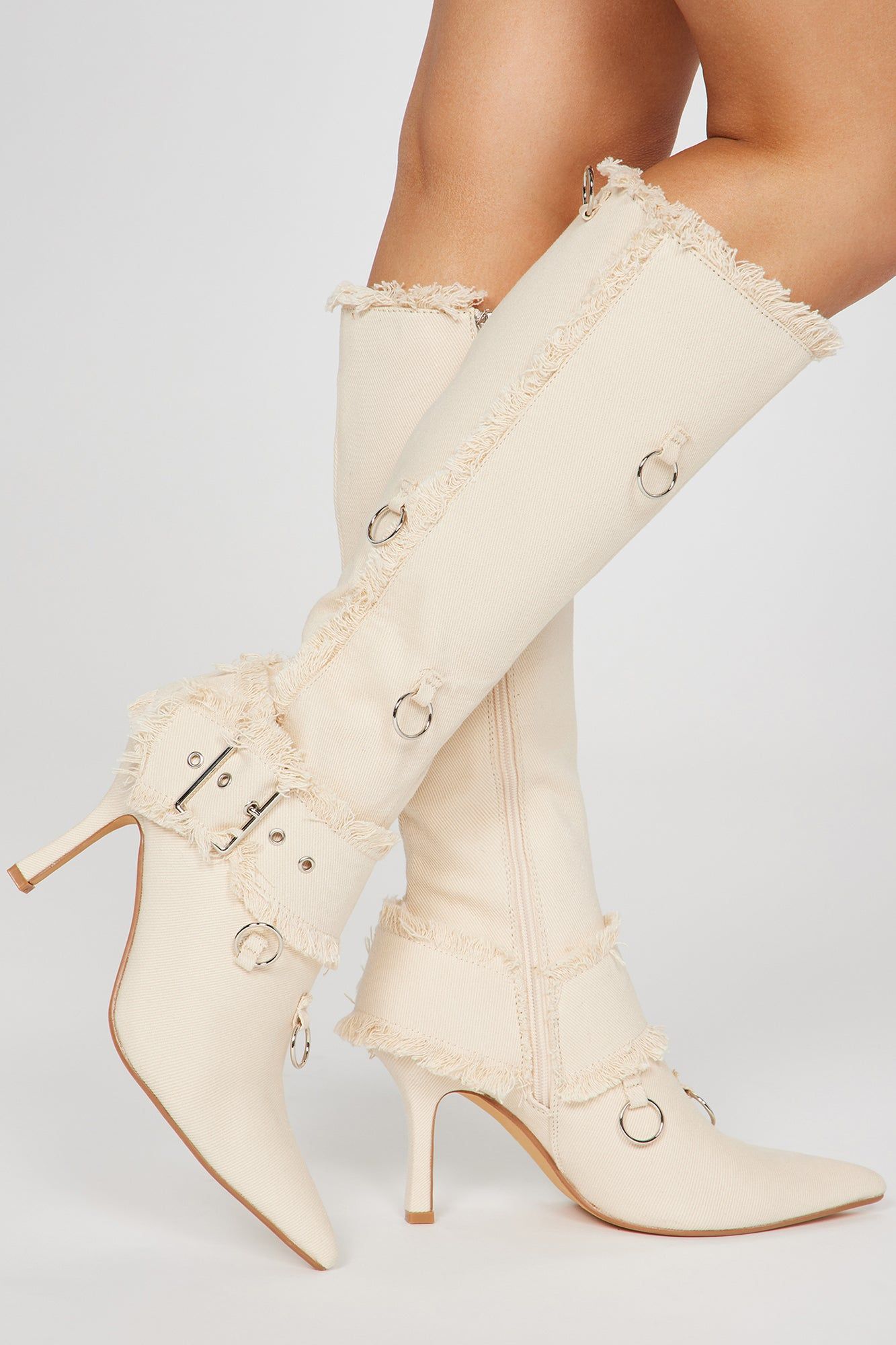Too Daring For You Knee High Heeled Boots - Beige sold by Fashion Nova product image thumbnail 2