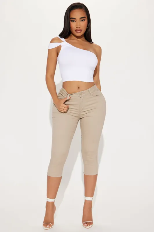 Iconic Capri Uniform Pant - Khaki sold by Fashion Nova