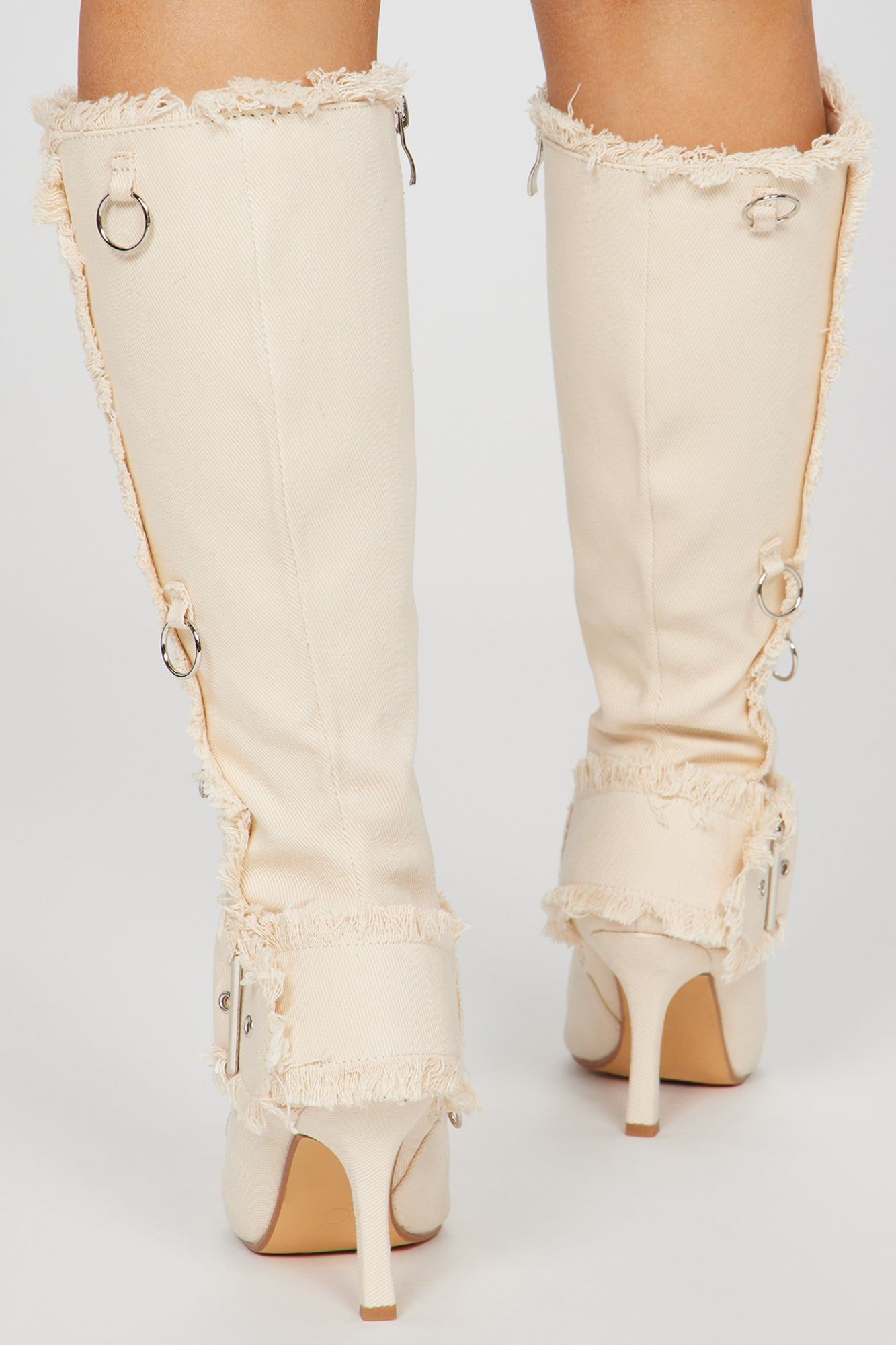 Too Daring For You Knee High Heeled Boots - Beige sold by Fashion Nova product image thumbnail 4
