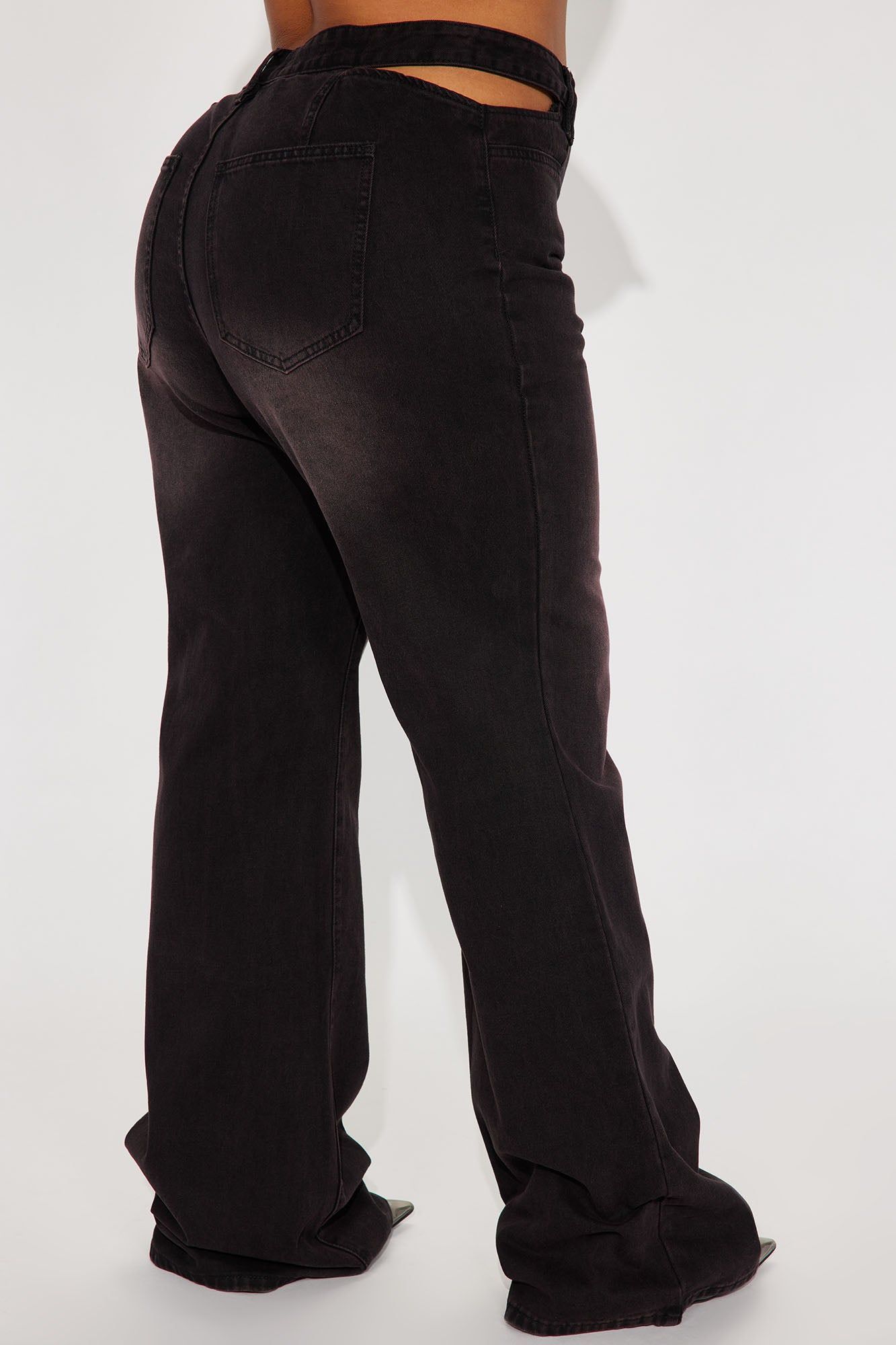 Crossing Your Mind Non Stretch Tinted Wide Leg Jean - Black/Red sold by Fashion Nova product image thumbnail 6