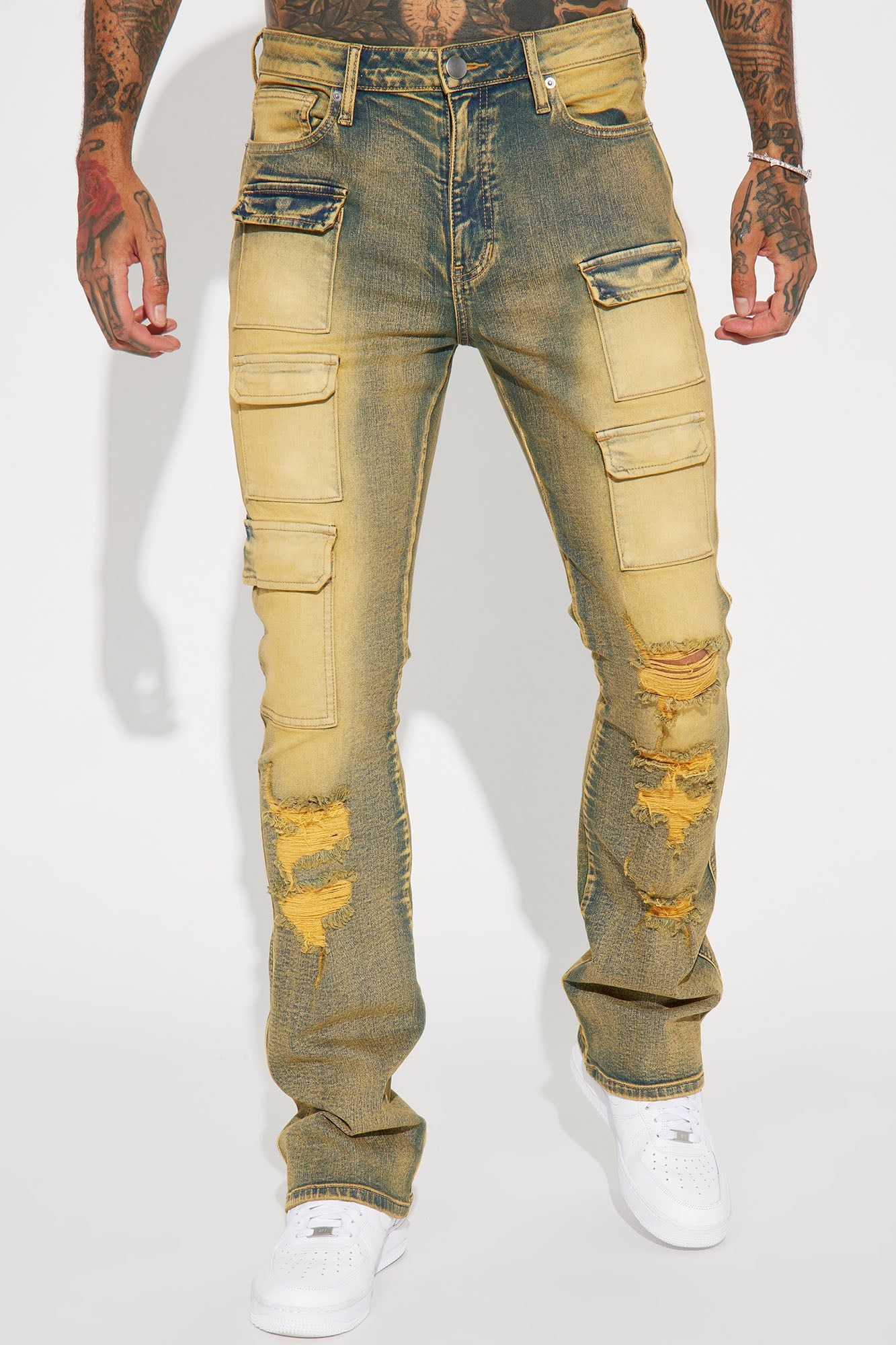 Catch My Drive Vintage Stacked Skinny Flare Jeans - Vintage Blue Wash sold by Fashion Nova product image thumbnail 5