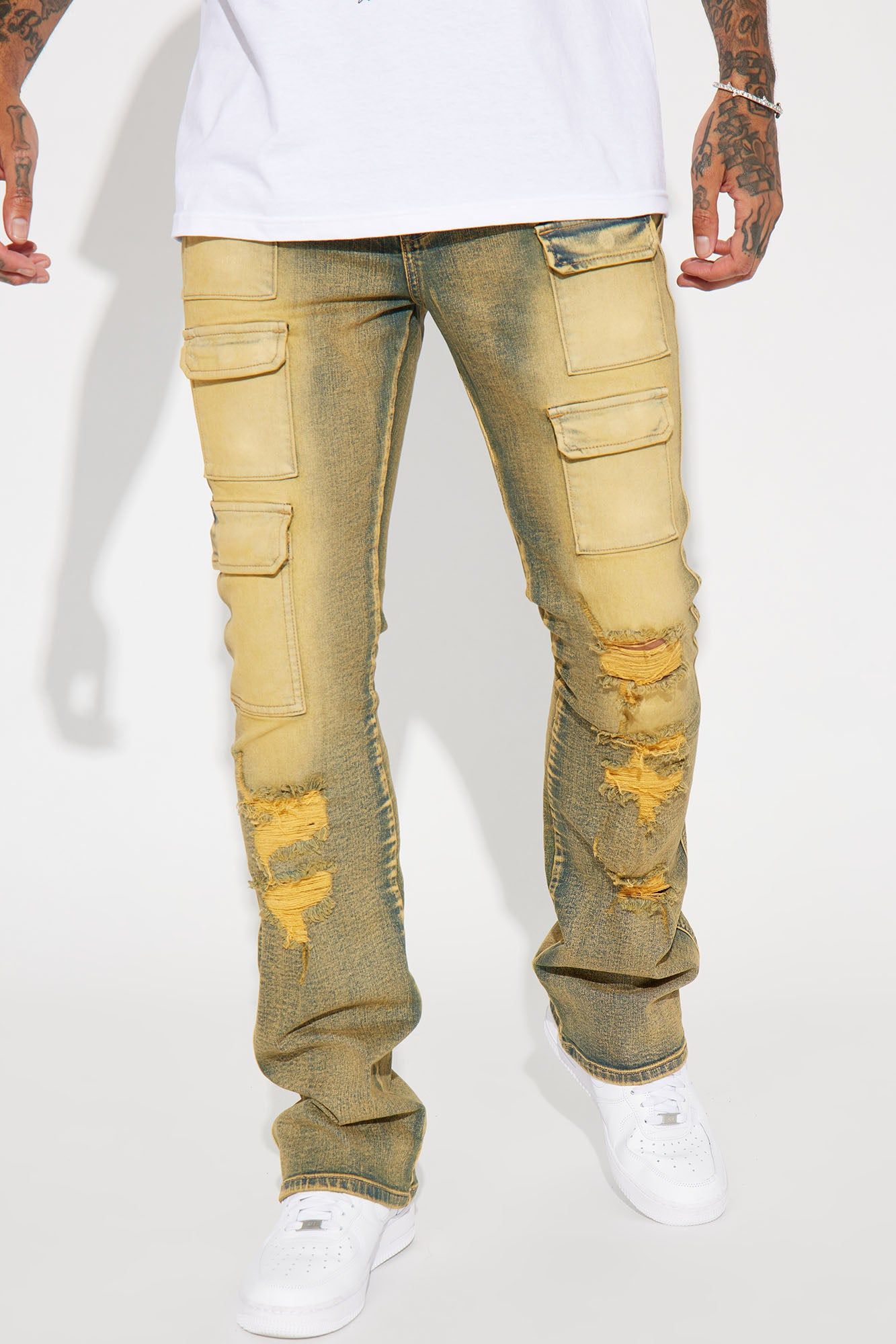 Catch My Drive Vintage Stacked Skinny Flare Jeans - Vintage Blue Wash sold by Fashion Nova