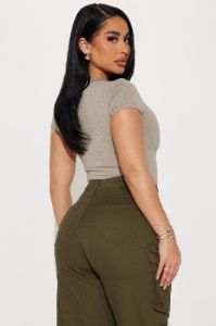 Keaton Short Sleeve Bodysuit - Stone sold by Fashion Nova