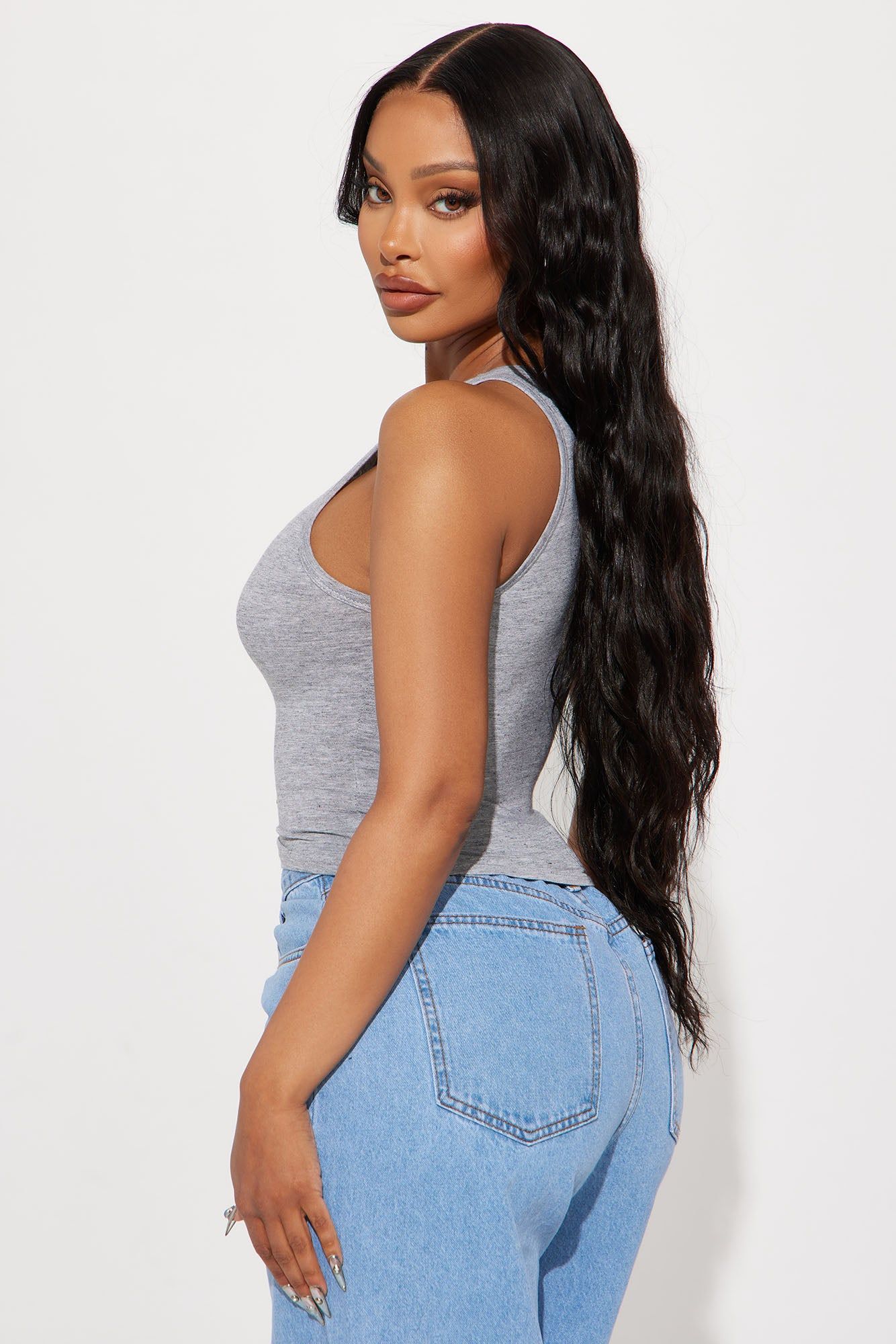 Kyla Crew Neck Tee - Heather Grey sold by Fashion Nova product image thumbnail 3