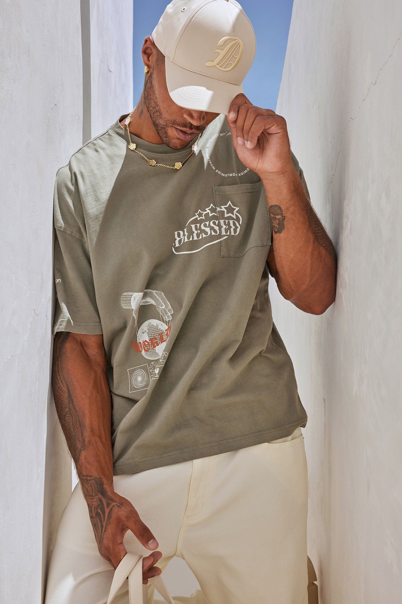 Detroit Snapback Hat - Stone sold by Fashion Nova