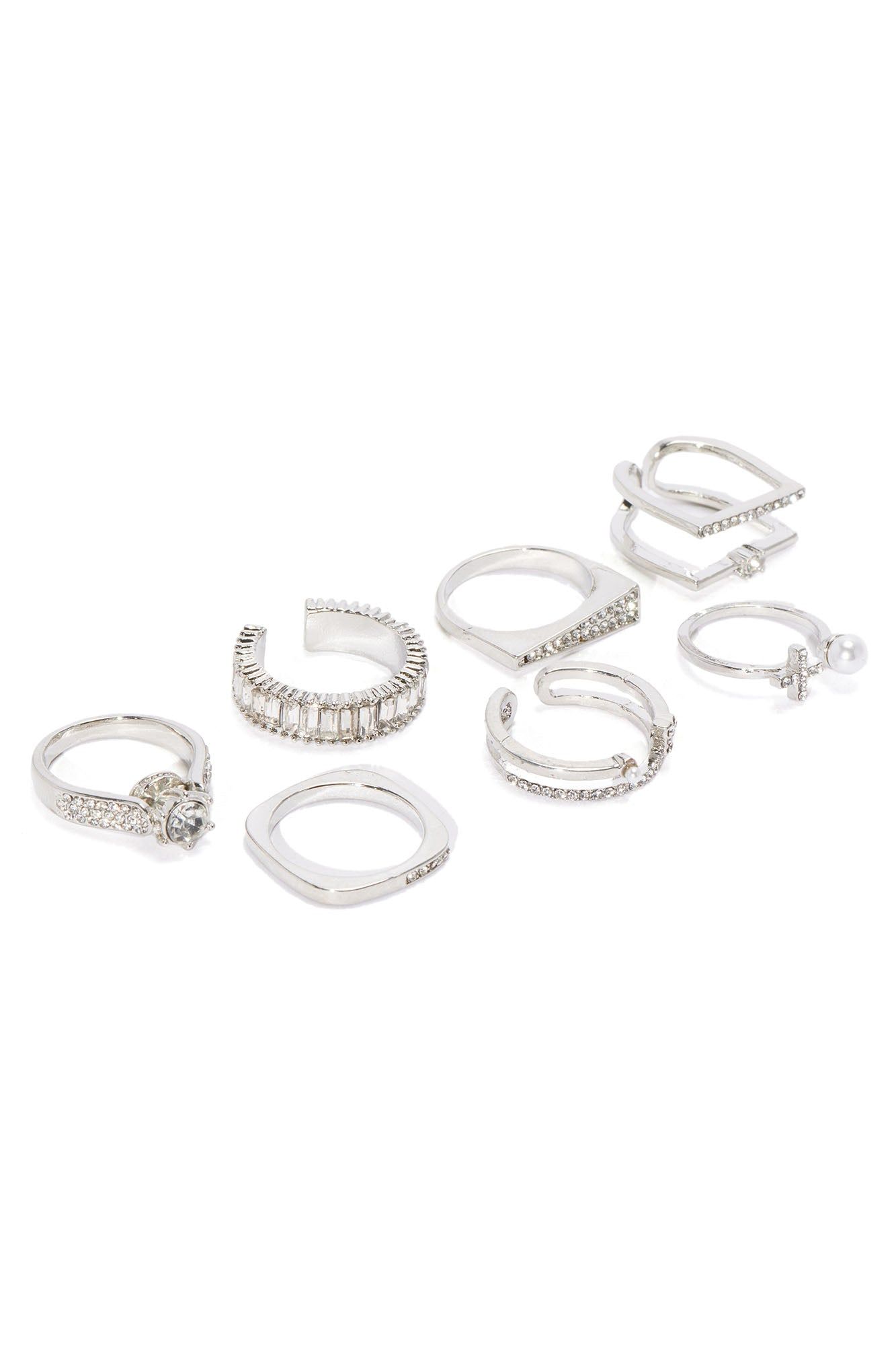 In Your Head 7 Piece Ring Set - Silver sold by Fashion Nova