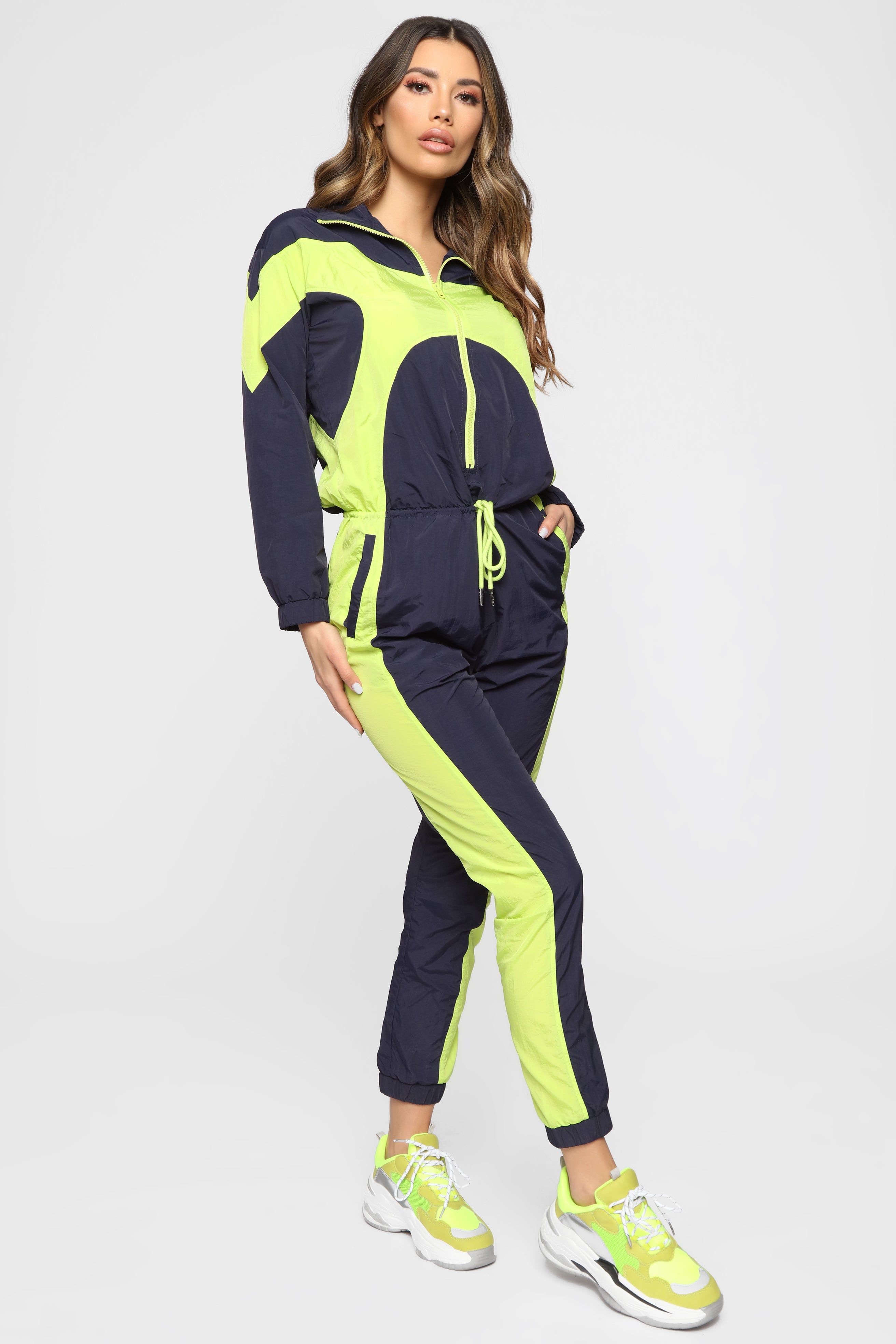 Just My Style Windbreaker Jumpsuit - Navy/Lime sold by Fashion Nova product image thumbnail 3