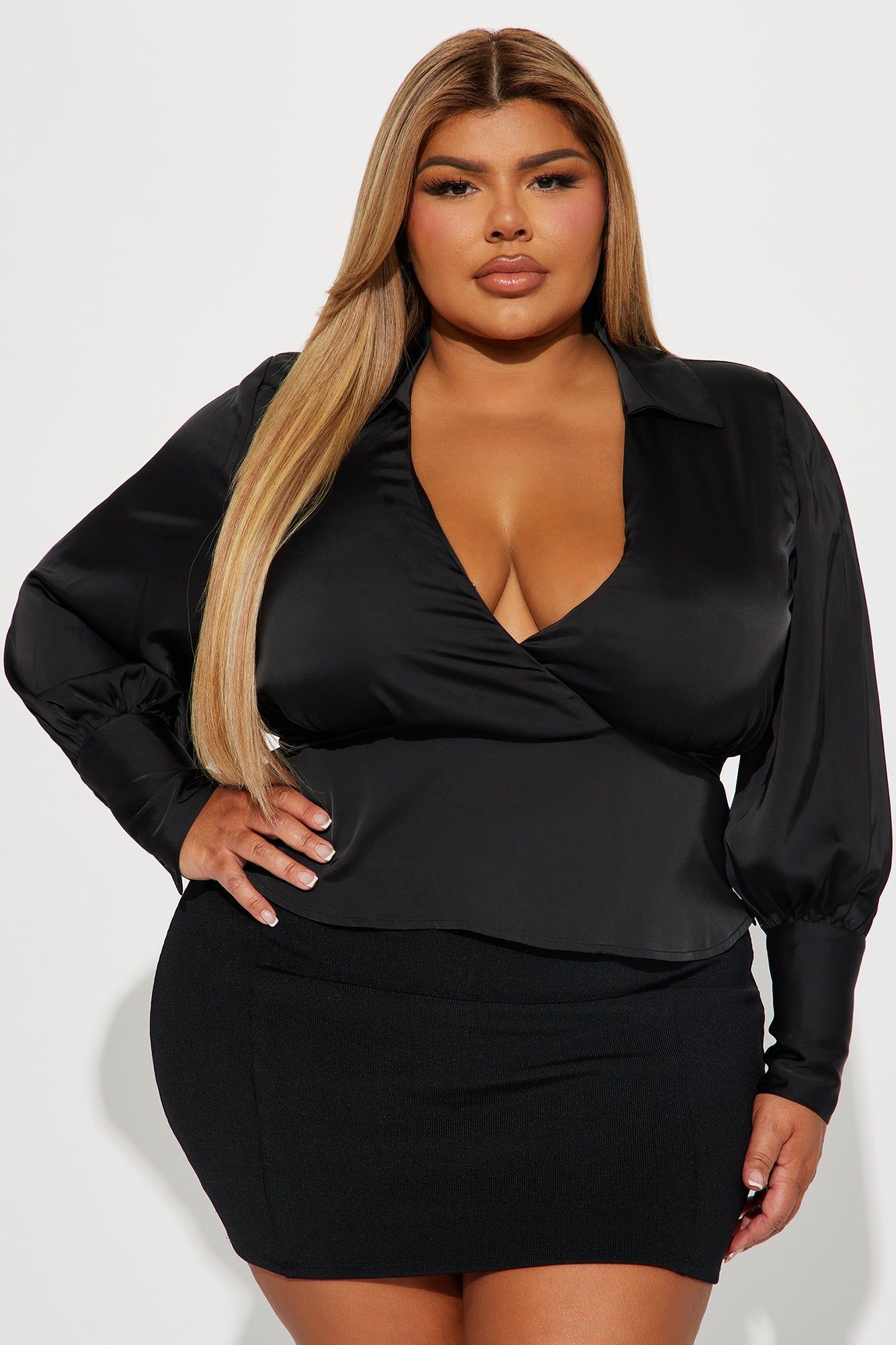 Nadia Satin Blouse Top - Black sold by Fashion Nova product image thumbnail 4