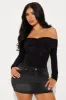 Meant To Be Off Shoulder Bodysuit - Black sold by Fashion Nova
