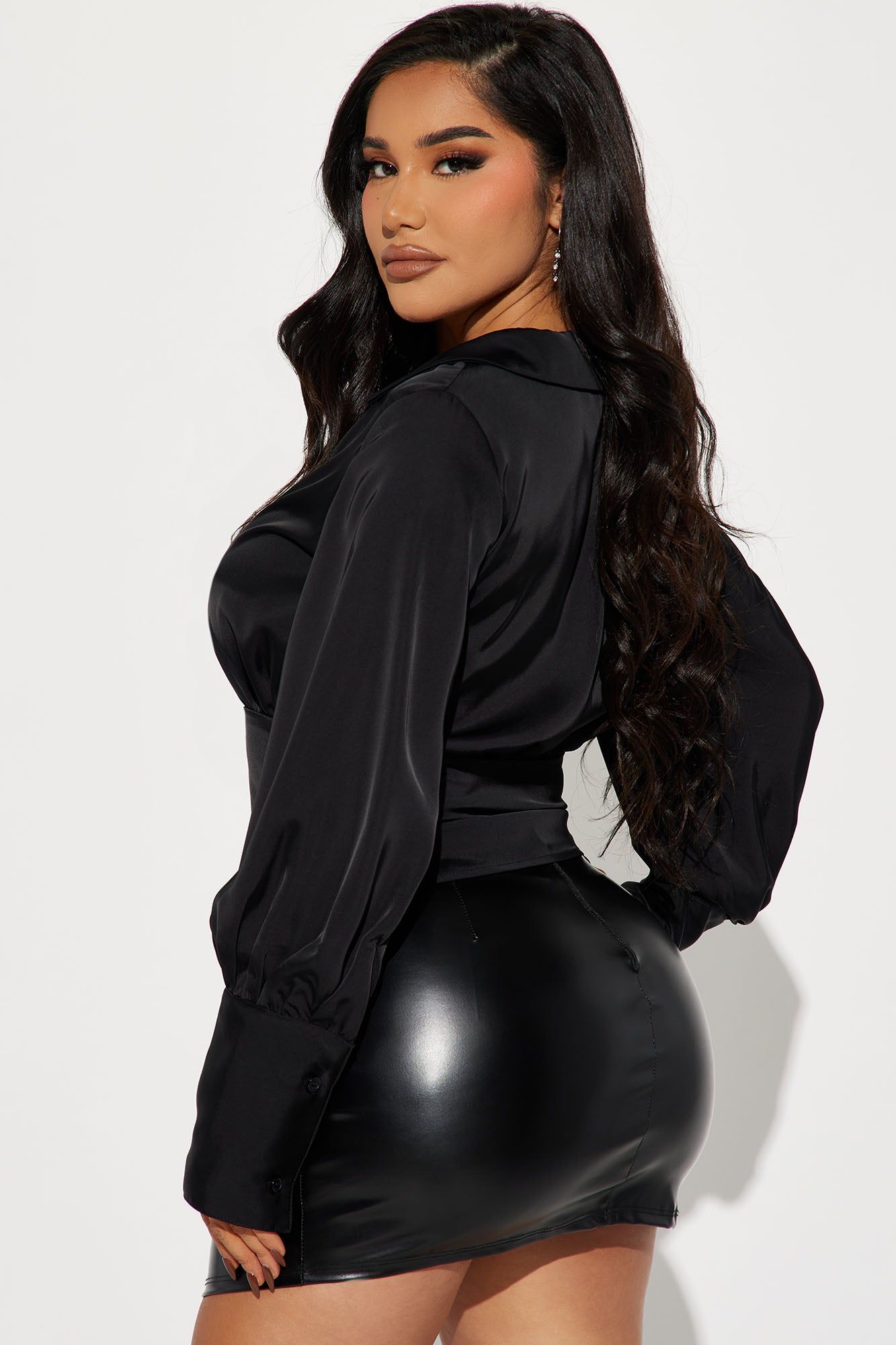 Nadia Satin Blouse Top - Black sold by Fashion Nova product image thumbnail 3
