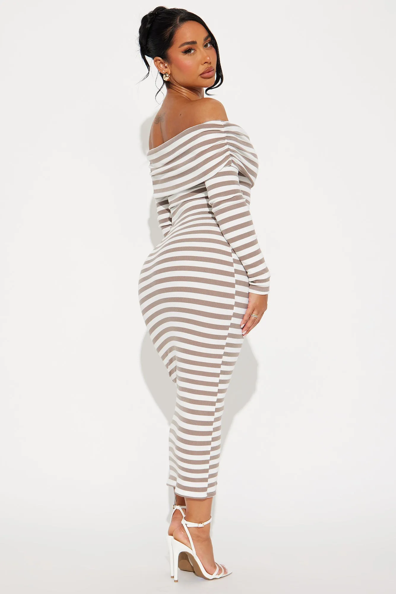 True Masterpiece Striped Midi Dress - Taupe/combo sold by Fashion Nova product image thumbnail 3