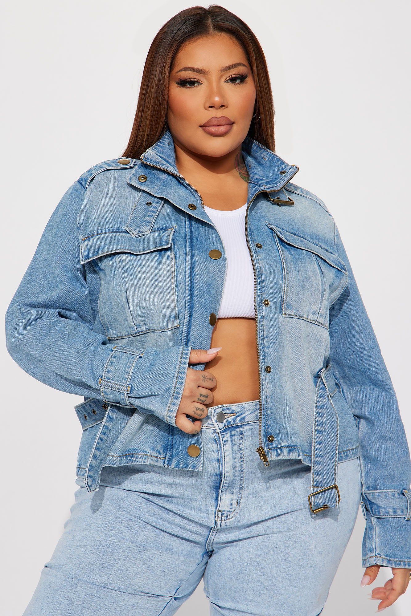 Here We Go Denim Cargo Jacket - Medium Wash sold by Fashion Nova product image thumbnail 6