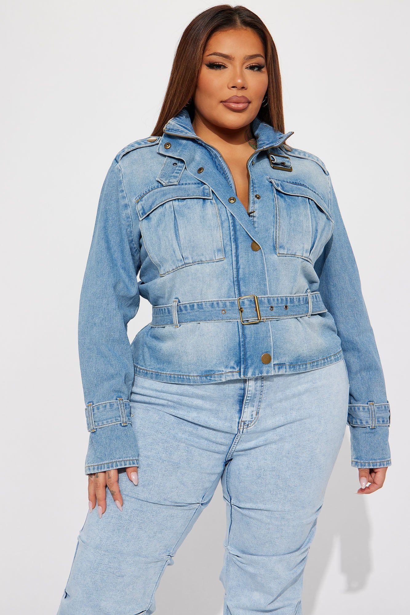 Here We Go Denim Cargo Jacket - Medium Wash sold by Fashion Nova product image thumbnail 4