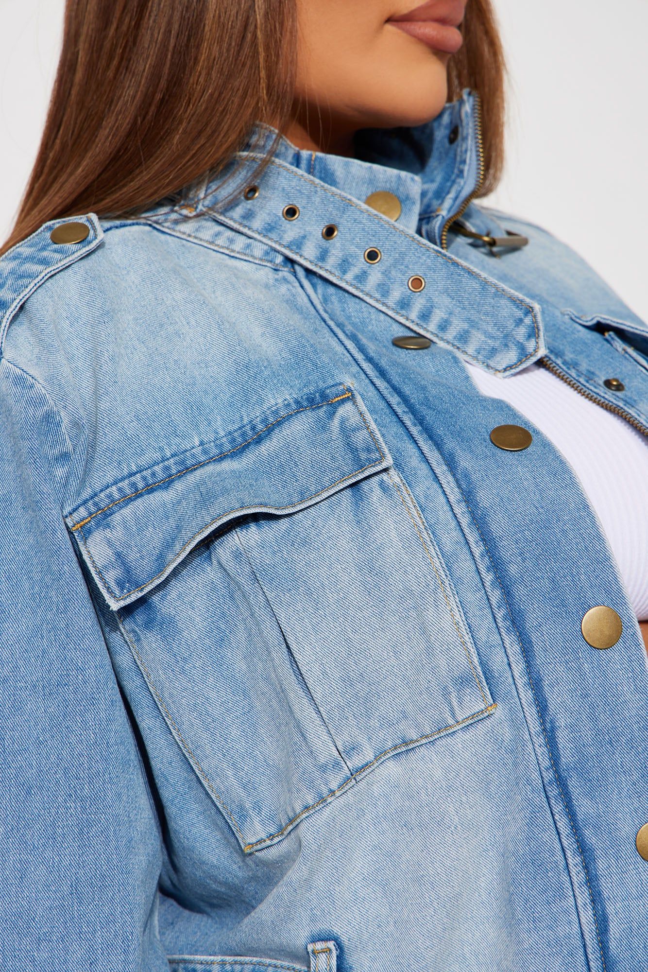 Here We Go Denim Cargo Jacket - Medium Wash sold by Fashion Nova product image thumbnail 7