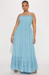 Hayley Halter Maxi Dress - Blue sold by Fashion Nova