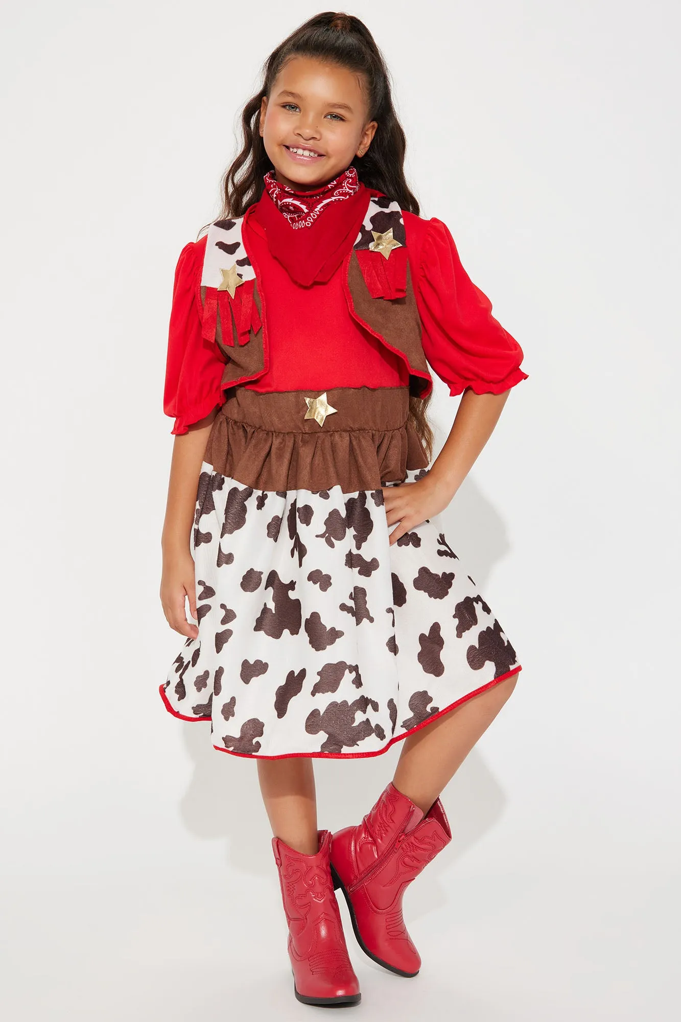 Mini Lil Miss Cowgirl Costume - White/combo sold by Fashion Nova