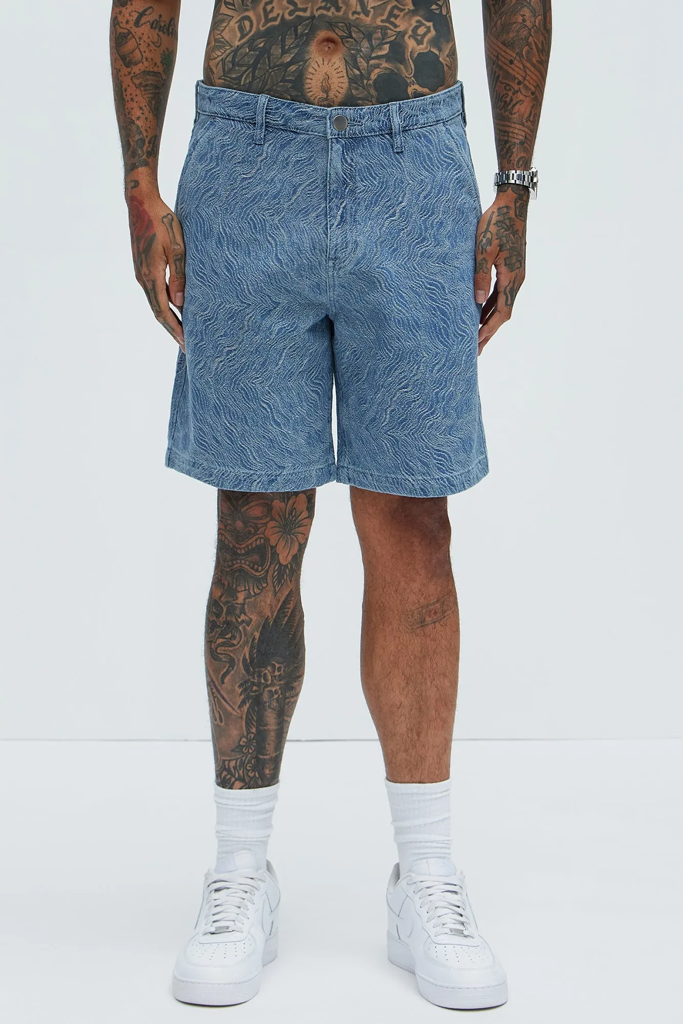 Seashell Relaxed Denim Shorts - Light Wash sold by Fashion Nova