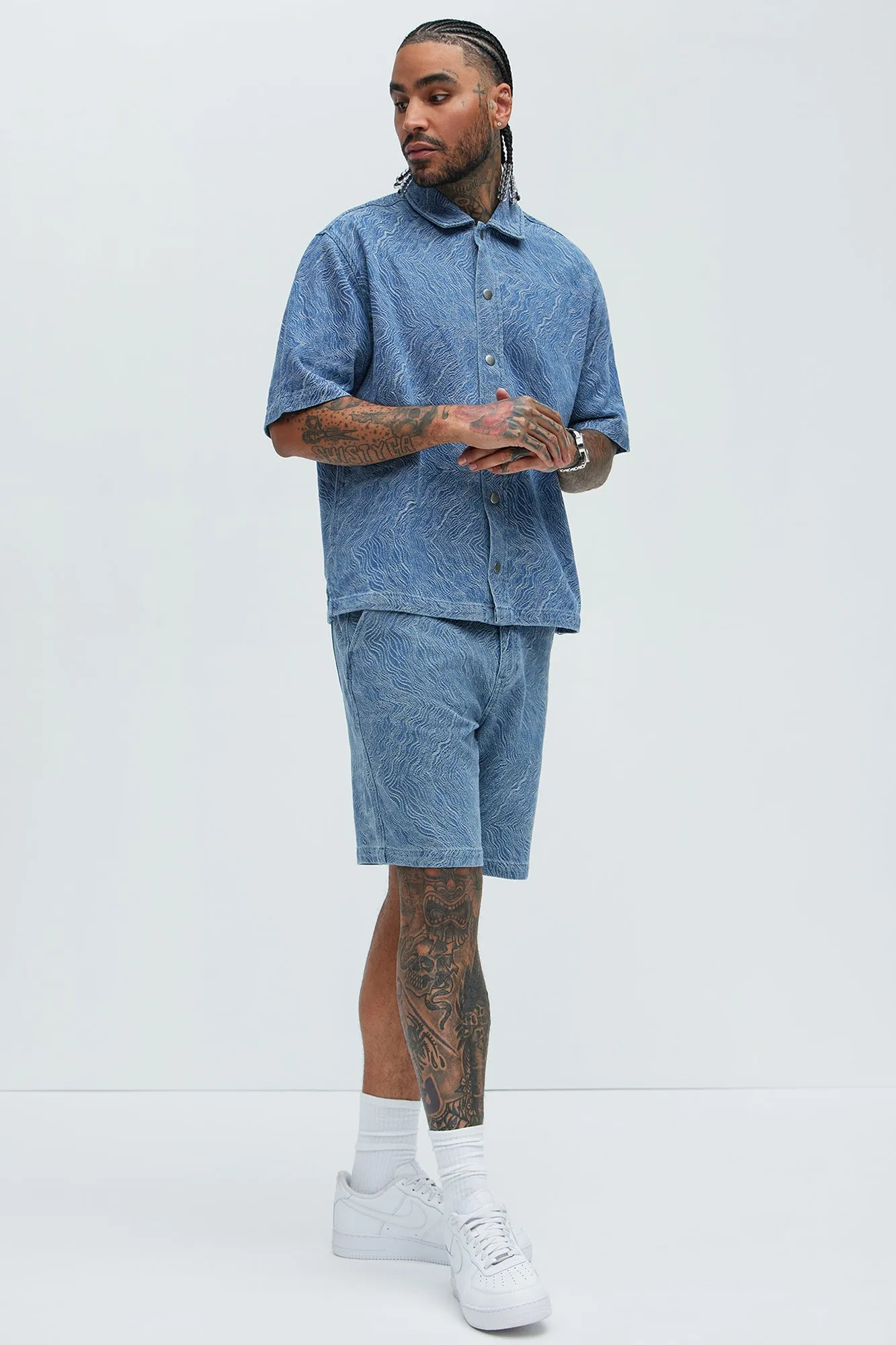 Seashell Relaxed Denim Shorts - Light Wash sold by Fashion Nova product image thumbnail 2