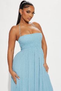 Hayley Halter Maxi Dress - Blue sold by Fashion Nova