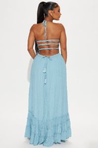 Hayley Halter Maxi Dress - Blue sold by Fashion Nova