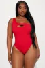Natalie Asymmetrical 1 Piece Swimsuit - Red sold by Fashion Nova