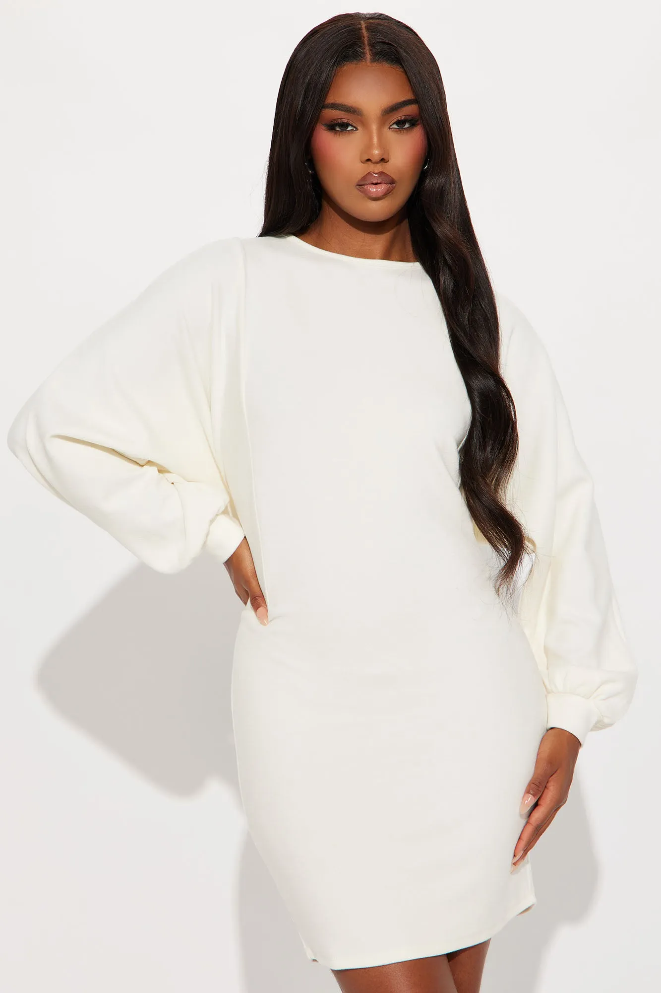Sunday Scaries Sweatshirt Mini Dress - Ivory sold by Fashion Nova product image thumbnail 2