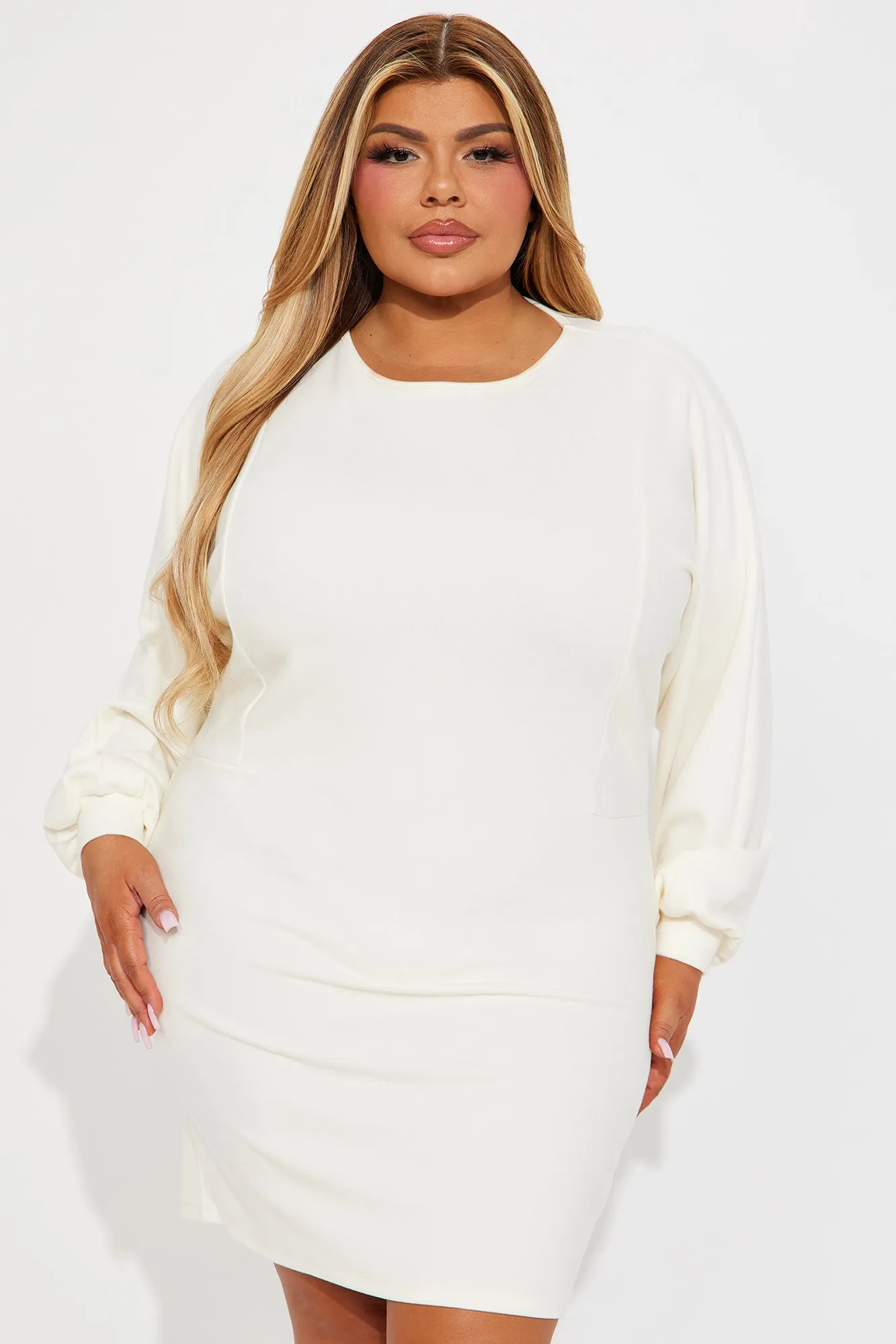 Sunday Scaries Sweatshirt Mini Dress - Ivory sold by Fashion Nova product image thumbnail 5